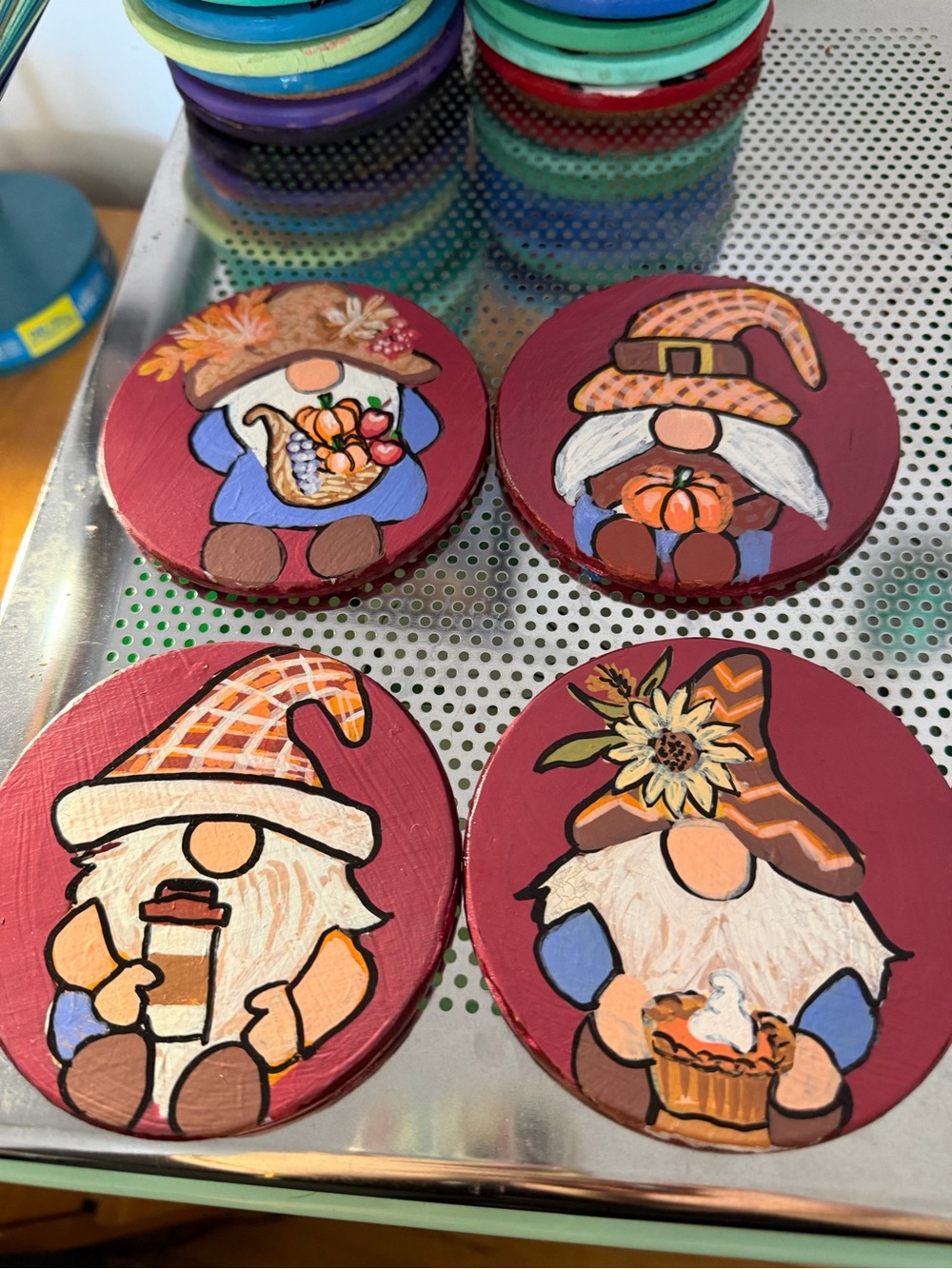 Custom hand painted fall gnome set